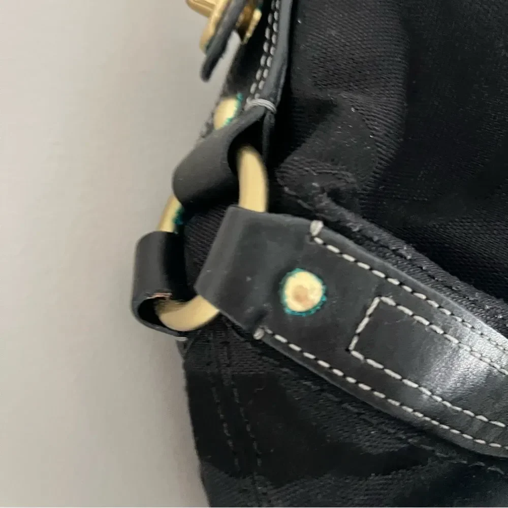 Coach 10619 Signature Canvas Shoulder Bag black Turnlock Y2K - Picture 13 of 16